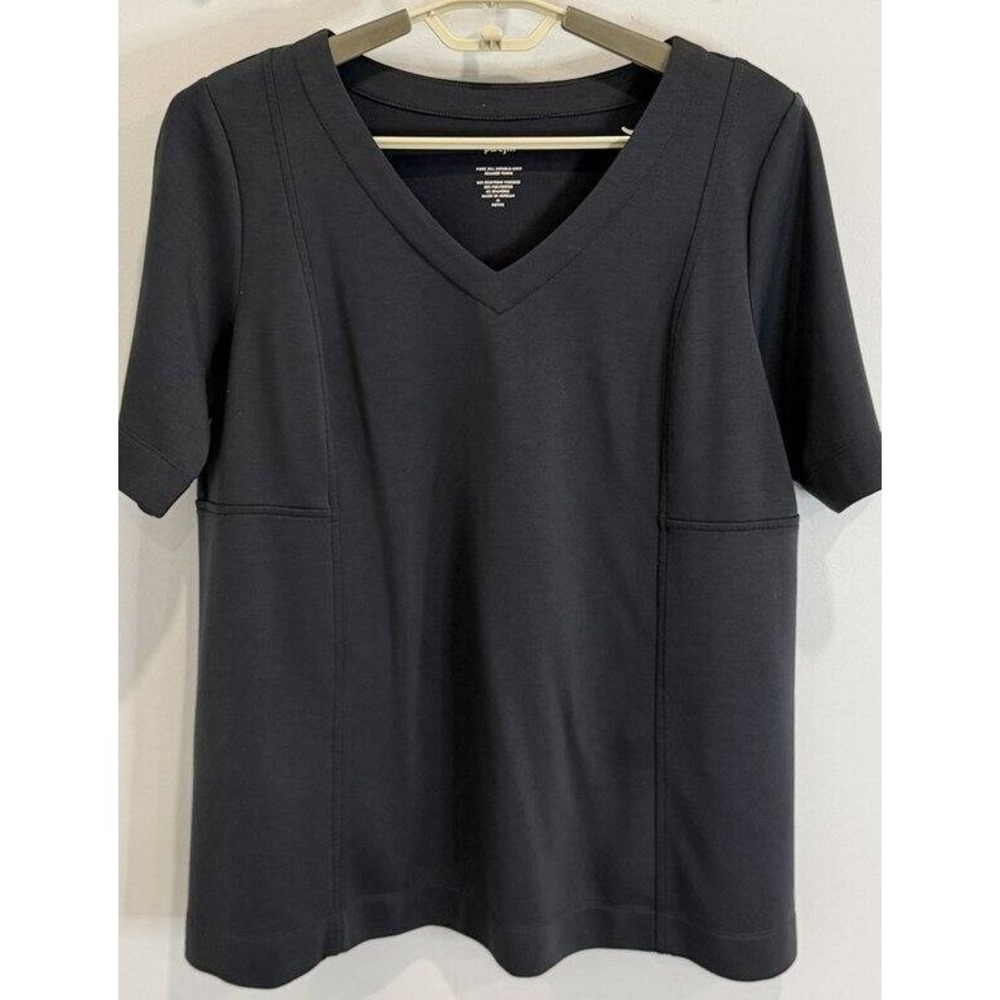 J Jill Pure Jill Double Knit Seamed Tunic Gray V Neck Size M Petite
